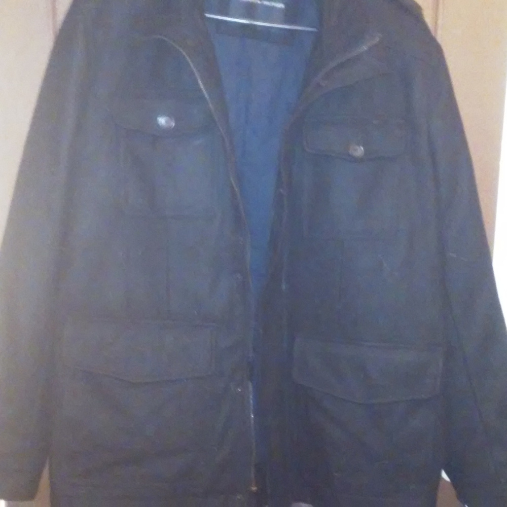 Mens Charcoal Wool Peacoat Quilted Lining Jacket
